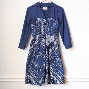 anthropologie holding horses blue bandana print midi dress